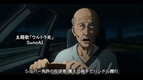 AI架空アニメ『首都高齢バトル～年金総獲り逆走レース～』OP『ウルトラ走』